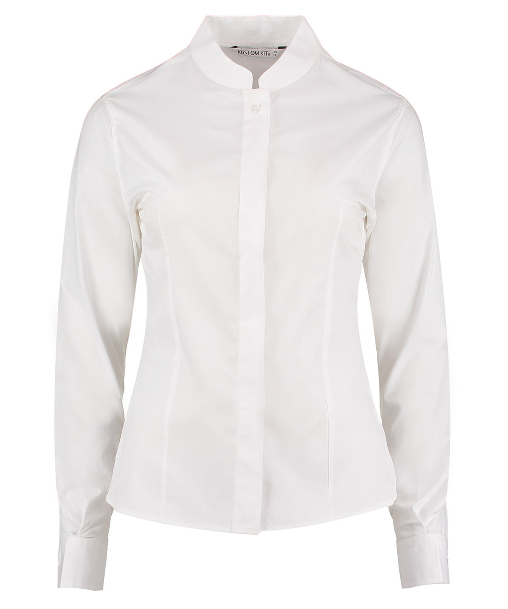 Women's mandarin collar shirt long-sleeved (tailored fit)