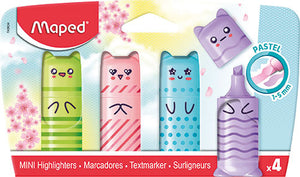 Maped Mini Pastel Highlighters - Assorted Colours (Pack of 4)