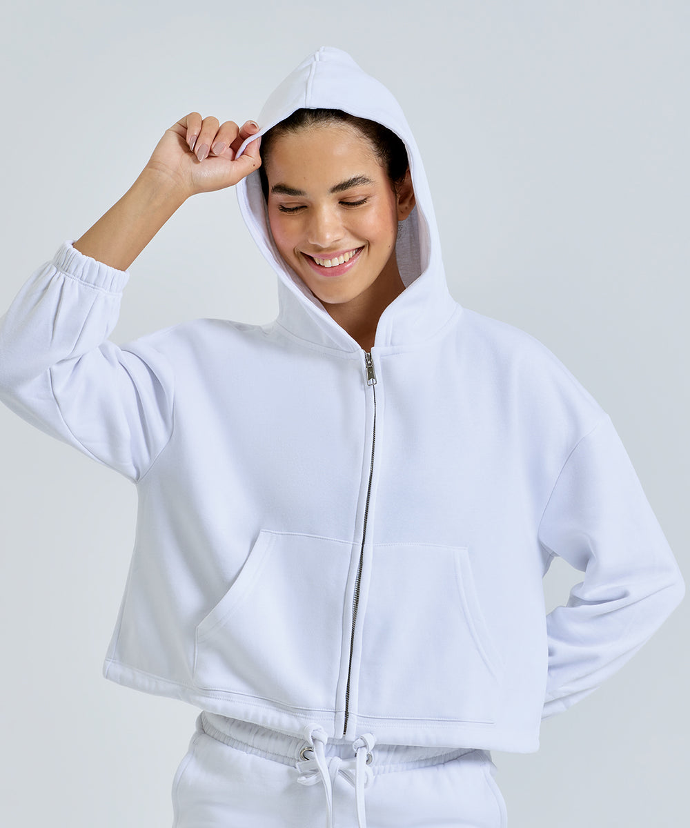 Women's TriDri® recycled cropped oversize full-zip hoodie