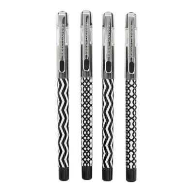 OXFORD MONOCHROME GEL BLACK INK PENS X4